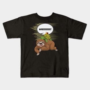 Sloth Turtle Snail Piggyback Funny Animal Kids T-Shirt